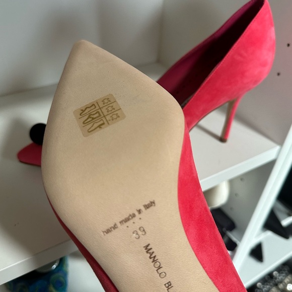 Manolo Blahnik Suede Pom Pom Pumps - Picture 4 of 4